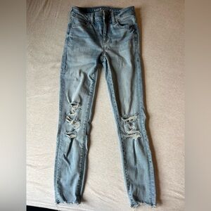 American Eagle Outfitters Light Blue Distressed Skinny Jeans